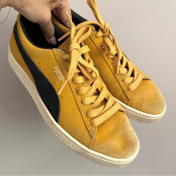 Puma Yellow Black Suede Classic Sneakers - 5.5-6US - Picture 2 of 10